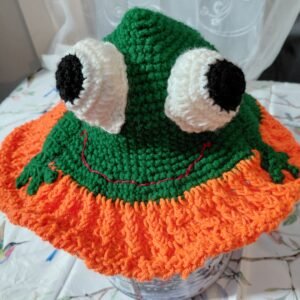 crochet frog bucket hat