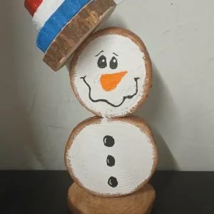 patriotic wood slice snowman