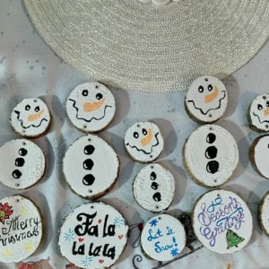 hand painted wood slice christmas ornaments